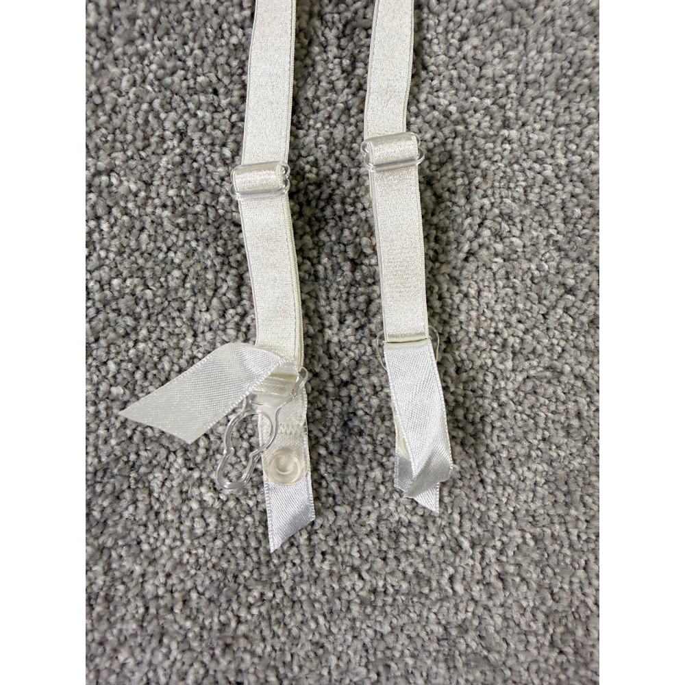 Victoria's Secret Ivory 100% Silk Lace Trim Garter Belt Small Floral Bows Ivory - Picture 3 of 6